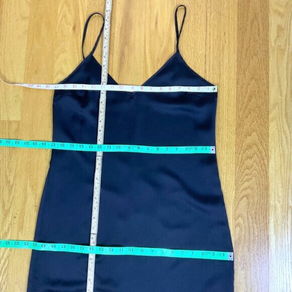 Staud Dress Slip Maxi Black Satin Strappy Longline Side Slits (10) - Picture 8 of 8